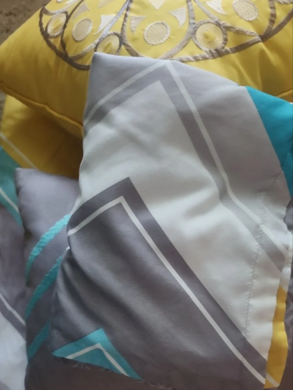 Gray, Yellow & Teal Chevron Comforter Set - Modern Home Bedding